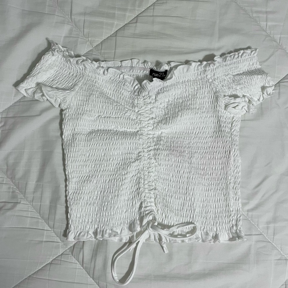White Smocked Off-Shoulder Top